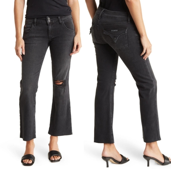 Hudson Collin Mid-Rise Cropped Bootcut Jeans in Black Wash Size 26 - Picture 1 of 10